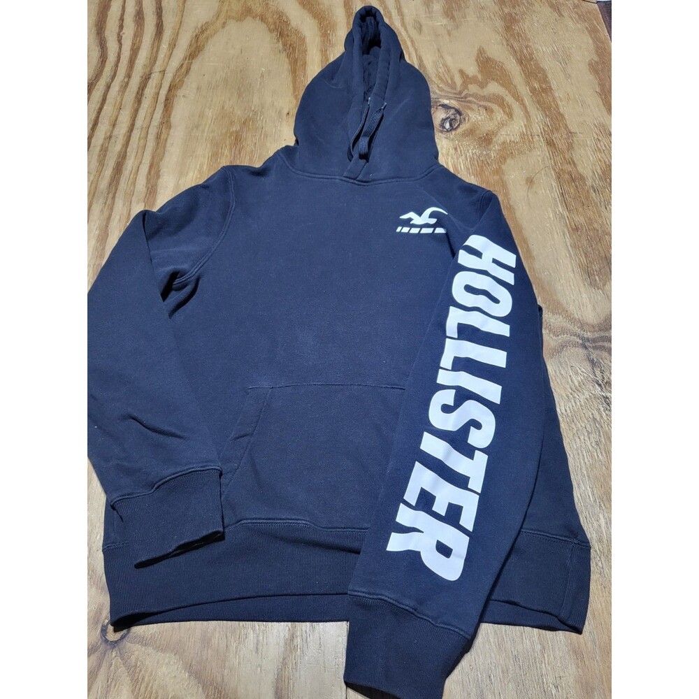 hollister hoodies men M Black Pullover Cotton Hoodie Drawstring @H8